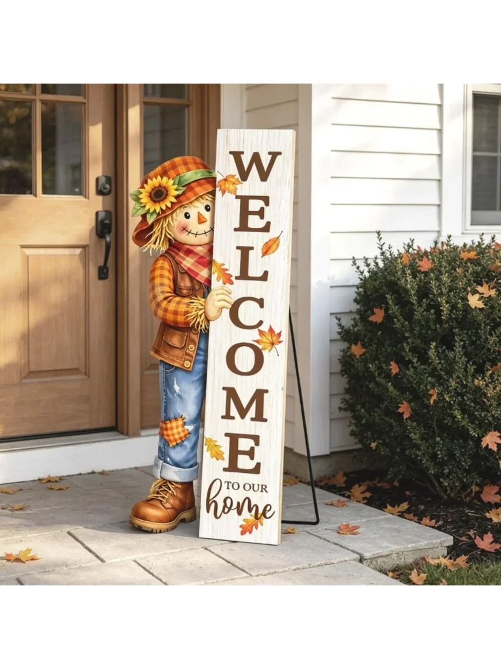 Autumn Wooden Scarecrow Welcome Sign - 42